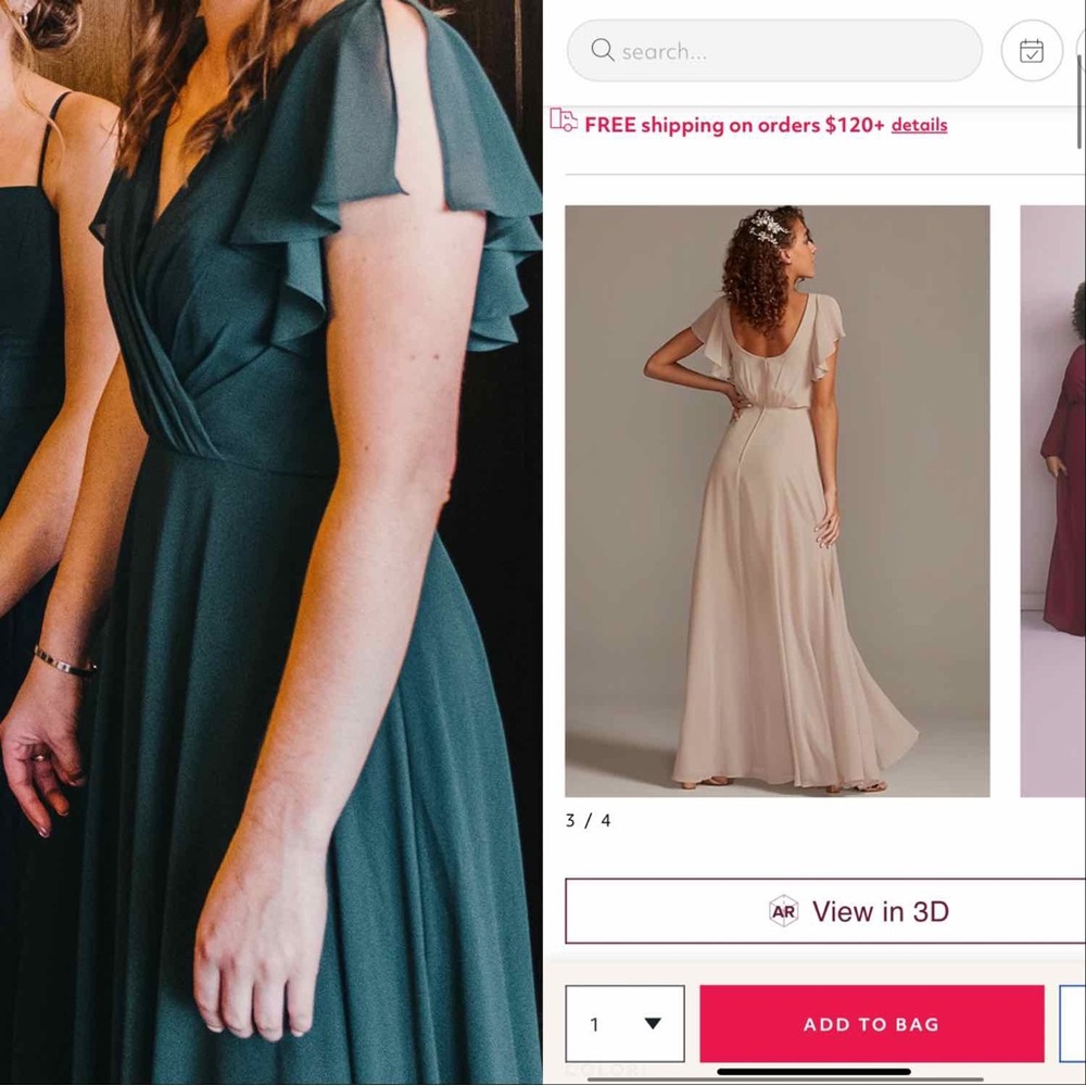 David’s Bridal Flutter Sleeve Bridesmaid Dress
